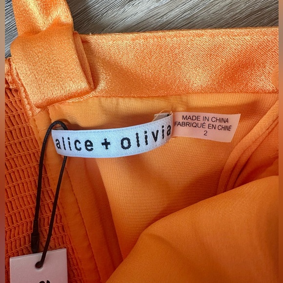 NWT alice + olivia jeanna bustier top in tangerine | orange corset | size 2 - Picture 6 of 7